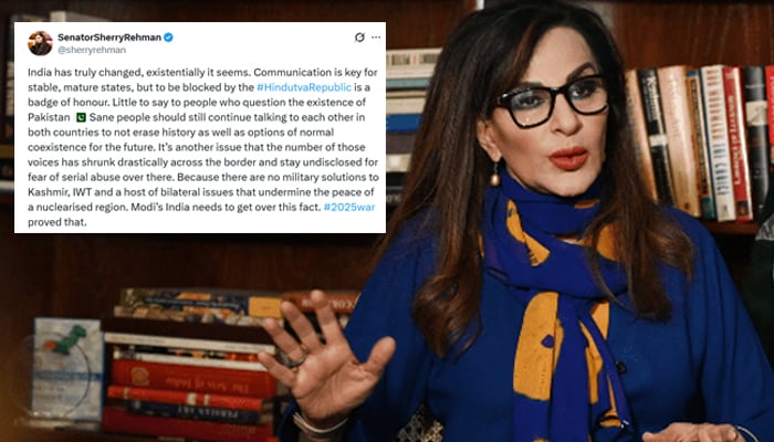 PPP Senator and former federal minister Sherry Rehman. — X