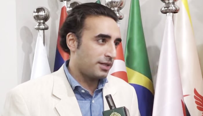 PPP Chairman Bilawal Bhutto-Zardari speaks to a reporter in Islamabad, on May 21, 2025. — Geo News