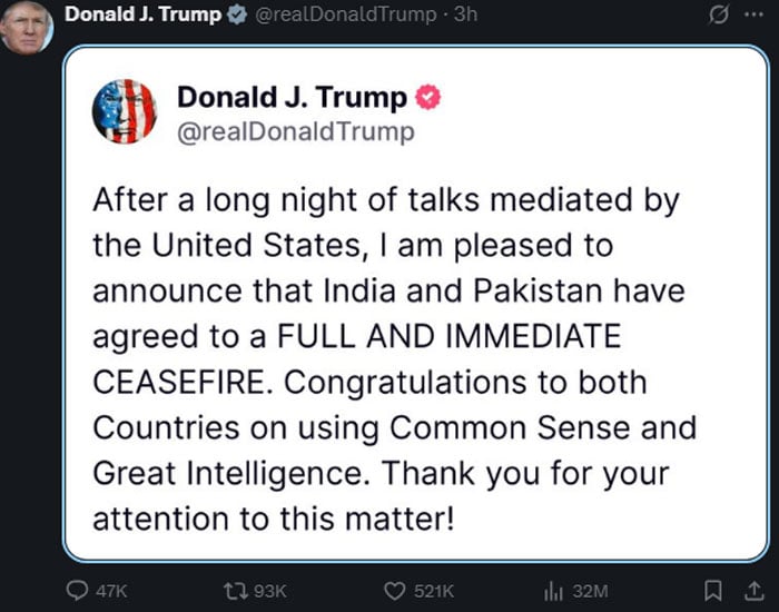 World leaders welcome Pakistan-India ceasefire