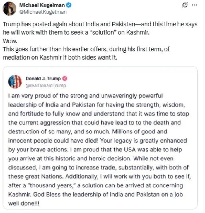 President Trump widely praised for offering mediation role to resolve Kashmir issue