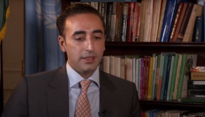 Pakistans former foreign minister and Pakistan Peoples Party (PPP) Chairman Bilawal Bhutto-Zardari is seen speaking during an interview with CCTV on June 4, 2025. — YouTube@Pakistan Peoples Party/Screengrab
