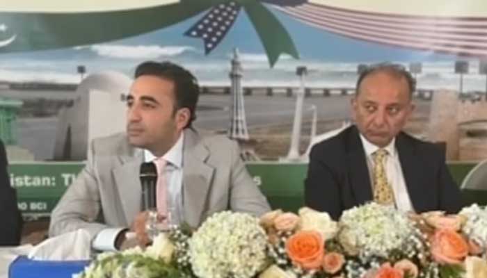Pakistan Peoples Party Chairman Bilawal Bhutto-Zardari speaks at a luncheon hosted by Pakistan Ambassador to US, Rizwan Saeed, Washington, DC, June 7, 2025. — Screengrab via YouTube/Geo News